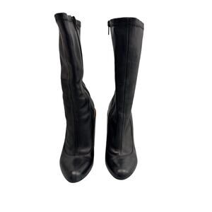 Givenchy Botte 12.5 Show Black Leather Sock Bootie 36 Wood Heel